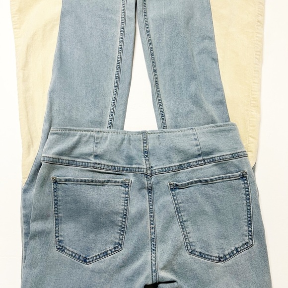 We The Free Womens Light Wash Cream Colored Velvet Panel Penny Pull On Flare - Picture 4 of 9